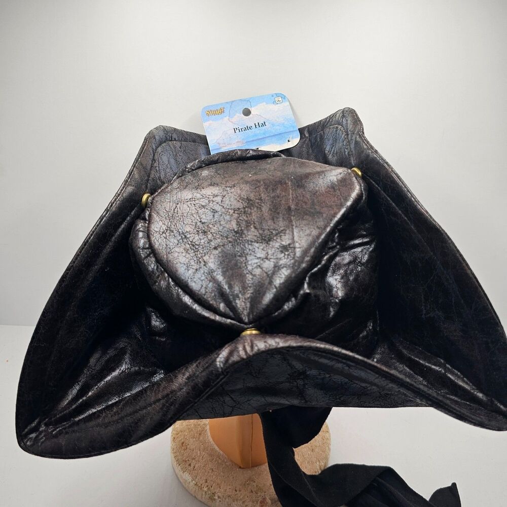 NWT Spirit Halloween Pirate Hat Tricorn Distressed Faux Leather Costume Headwear